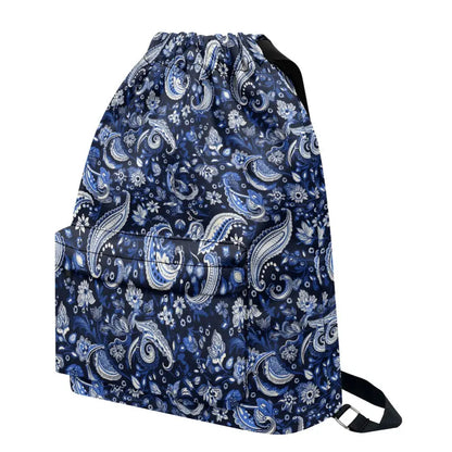 Blue Bandana Drawstring Backpack - ONESIZE