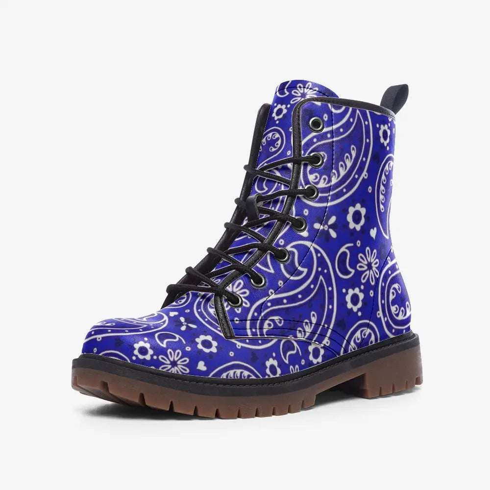 Blue Bandana Vegan Leather Boots - 3 Men - Shoes