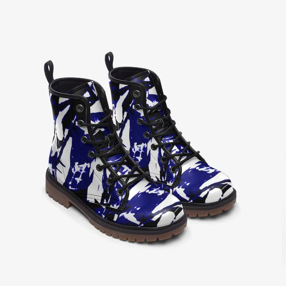 Blue Fit Vegan Leather Combat Boots - Shoes