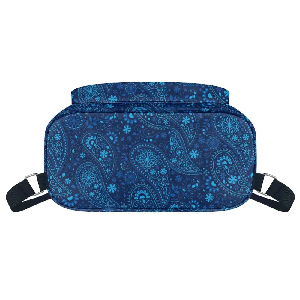 Blue Paisley Bandana Drawstring Backpack - ONESIZE