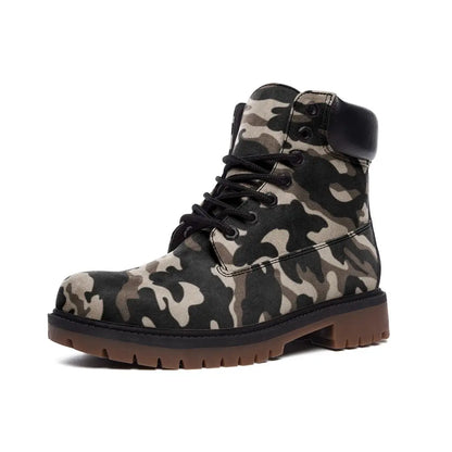 Brown and Black Camo Vegan Leather TB Boots - 3 Men - Shoes