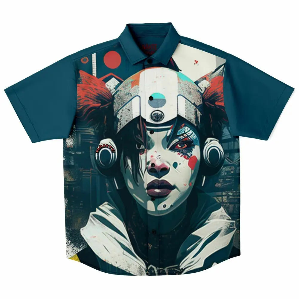 Cyberpunk Clown Short Sleeve Button Down Shirt - XS - Short