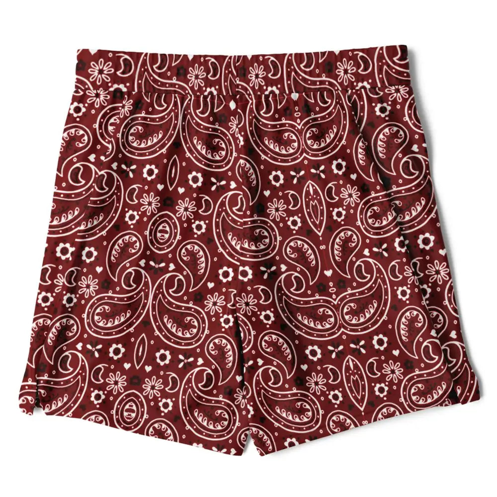 Dark Red Paisley Bandana 2-in-1 Shorts - Men’s 2-in-1 Shorts