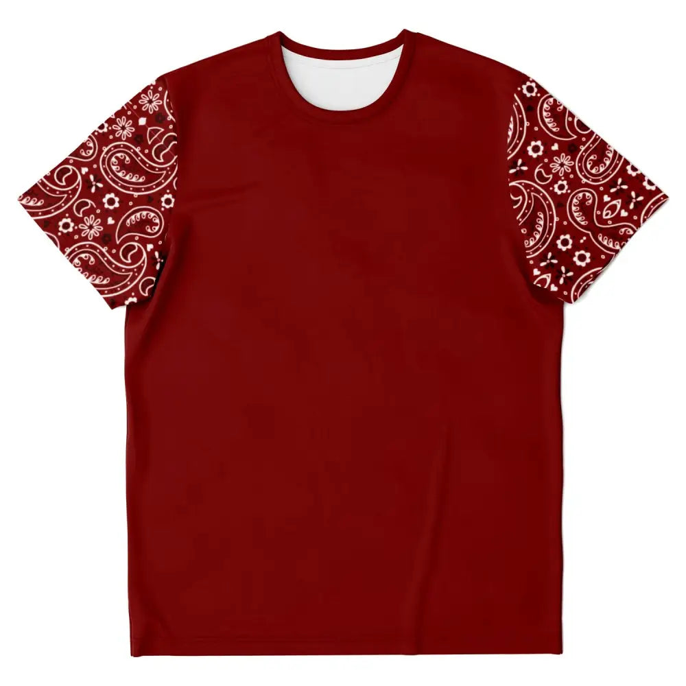 Dark Red Paisley Bandana T-shirt - XS - T-shirt