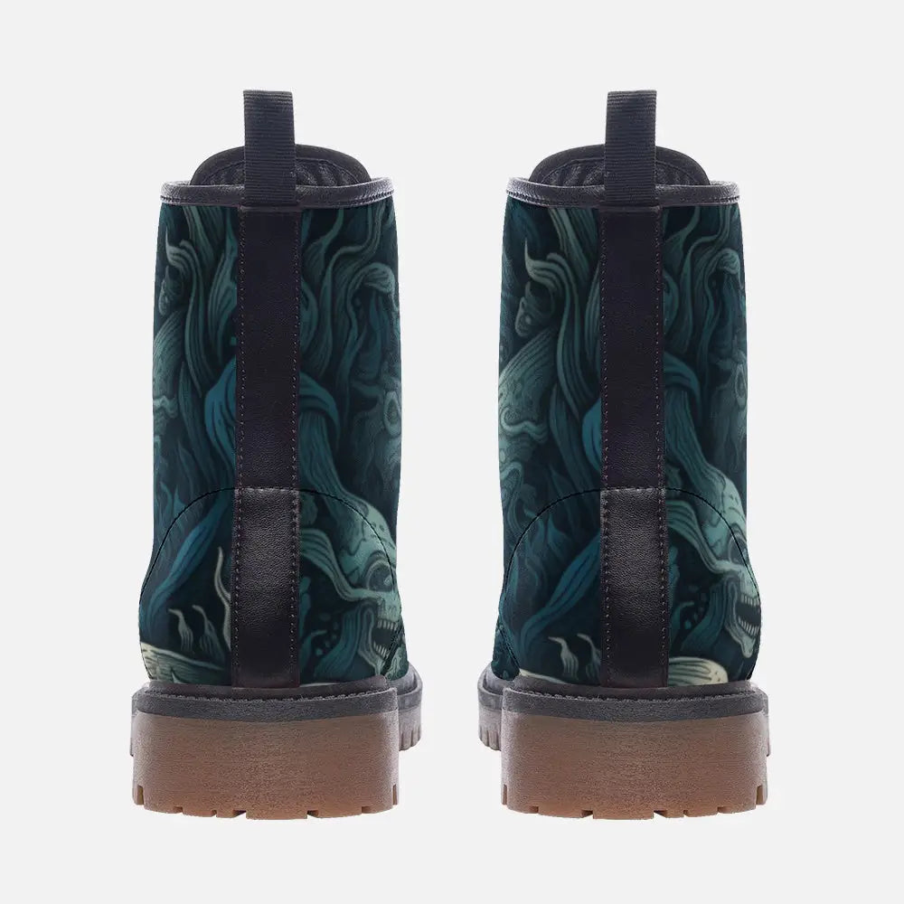 Deep Sea Skulls Vegan Leather Boots - Shoes