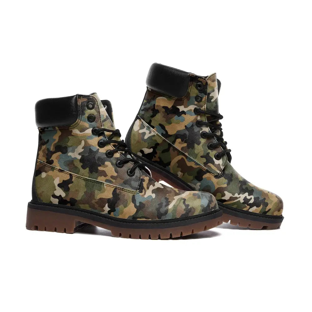 Green and Brown Camo Nubuck Vegan Leather TB Boots - Shoes