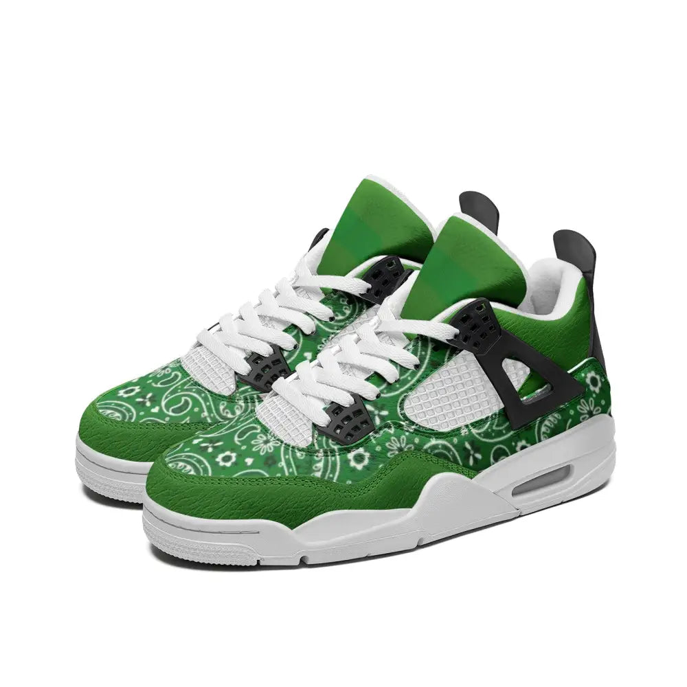 Green Bandana Vegan Leather Basketball Sneakers - Shoes