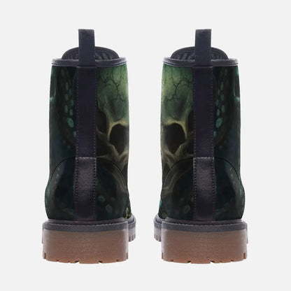 Green Octopus Skulls Vegan Leather Boots - Shoes