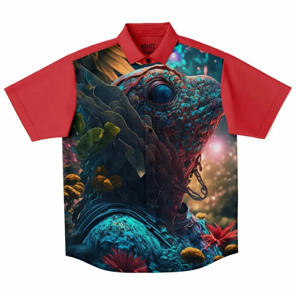 Lizard World Short Sleeve Button Down Shirt - XS - Short