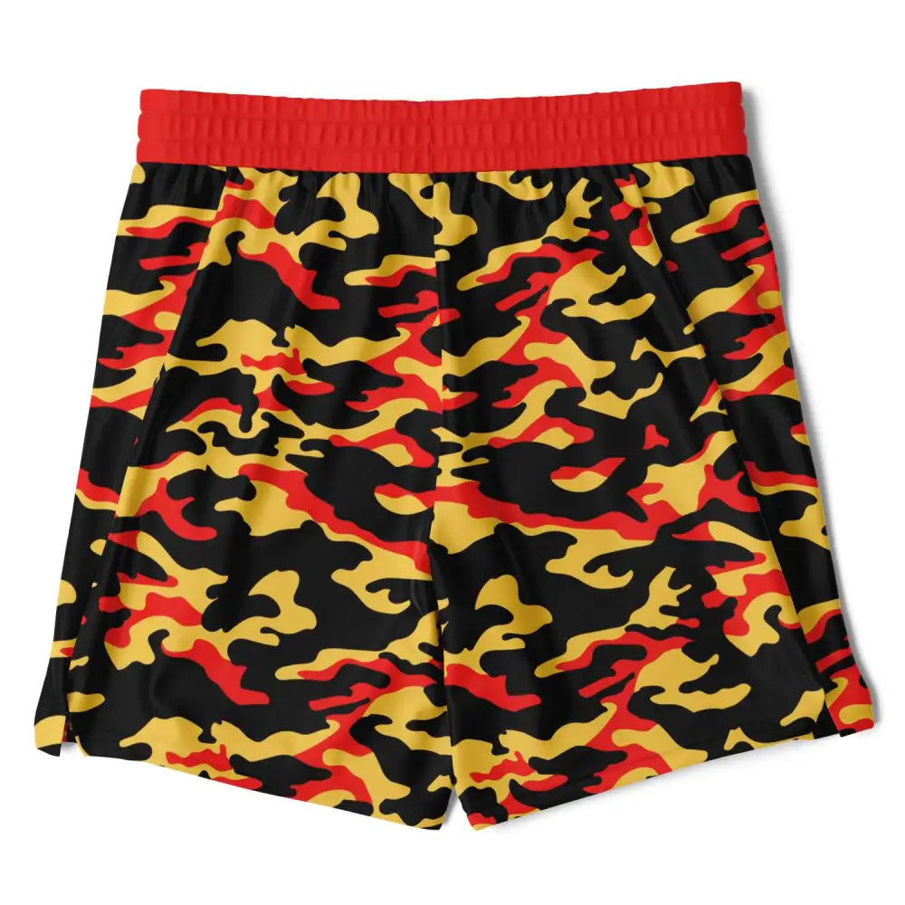 Orange and Yellow Camo 2-in-1 Shorts - Men’s 2-in-1 Shorts -