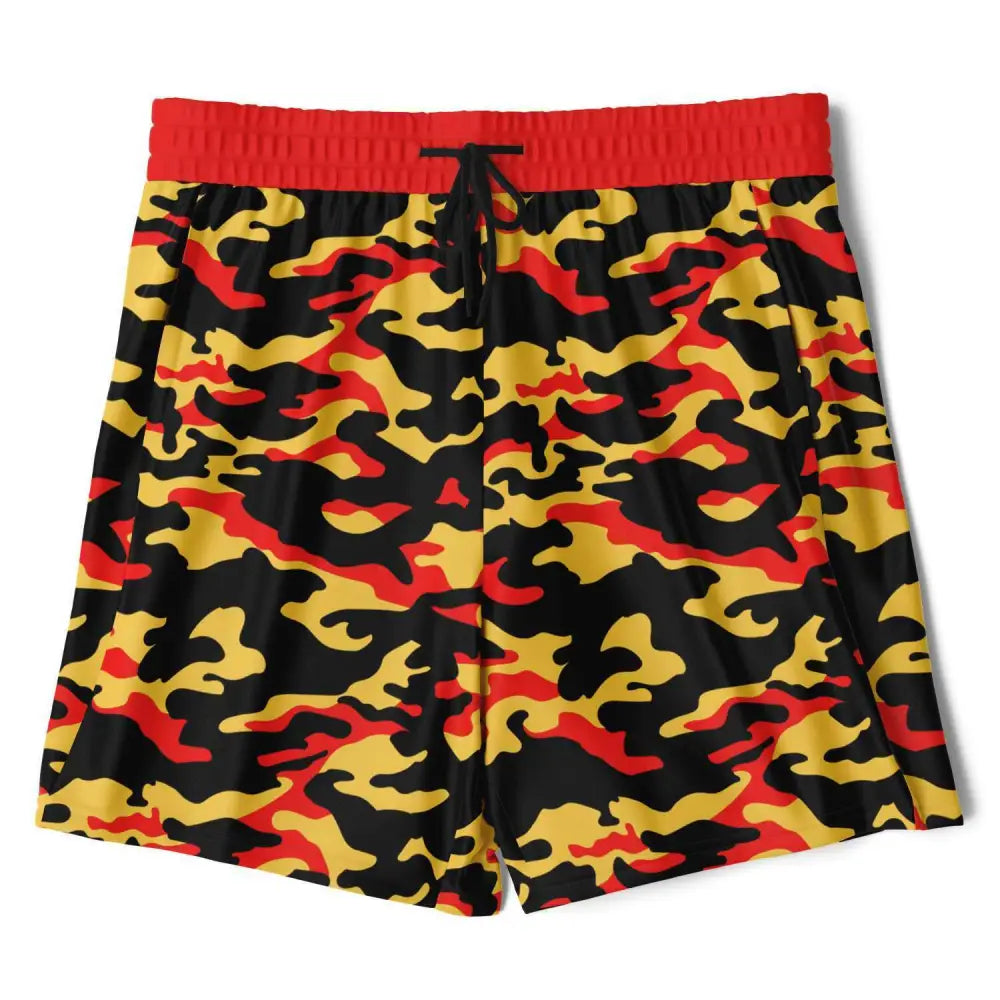 Orange and Yellow Camo 2-in-1 Shorts - XS - Men’s 2-in-1