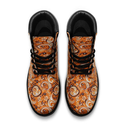 Orange Paisley Bandana Nubuck Vegan Leather TB Boots - Shoes