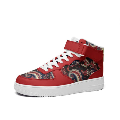Red and Blue Paisley Bandana High Top Sneakers - 3 Men -