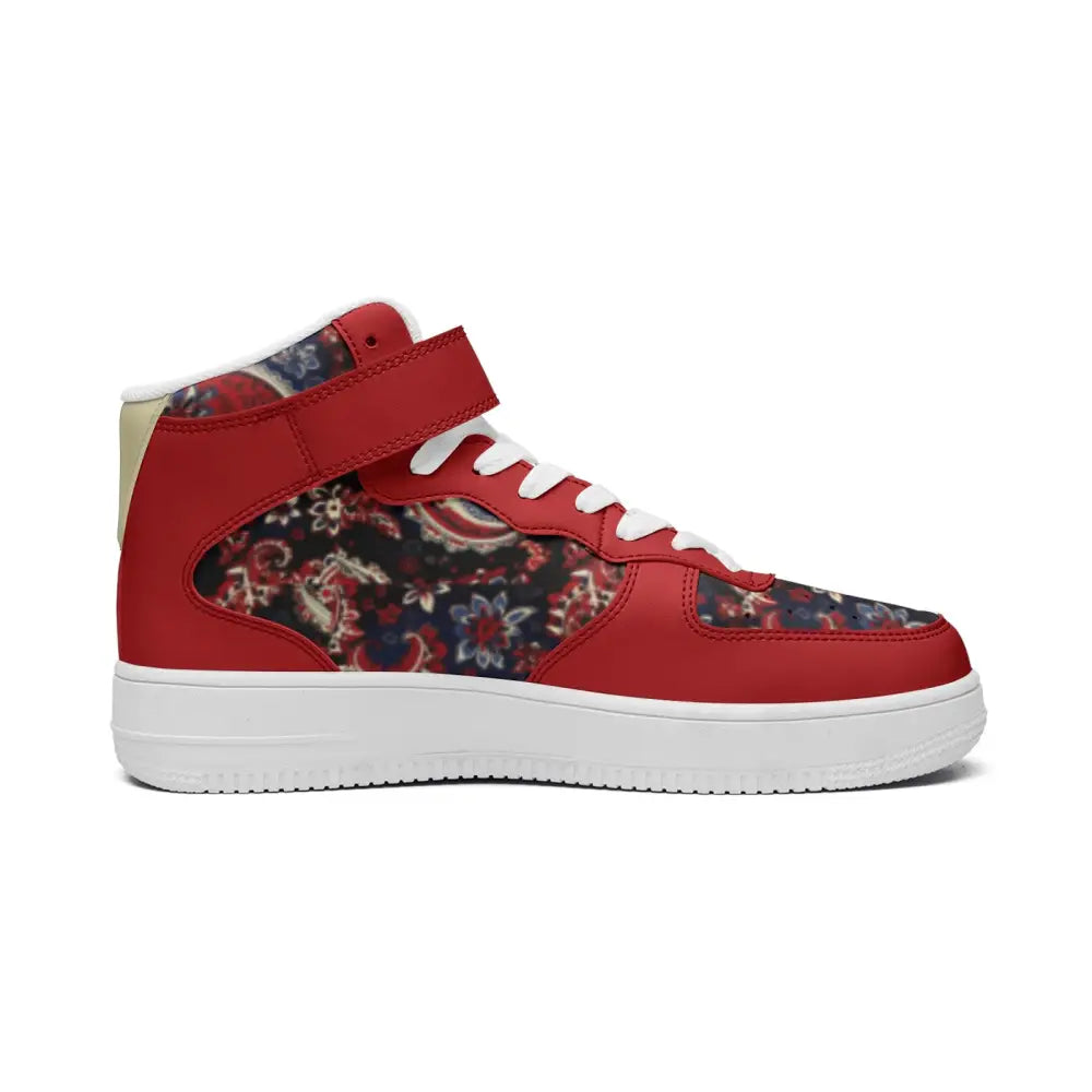 Red and Blue Paisley Bandana High Top Sneakers - Shoes