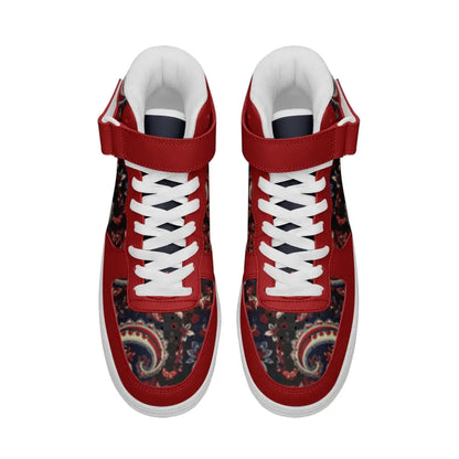 Red and Blue Paisley Bandana High Top Sneakers - Shoes