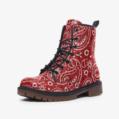 Red Bandana Vegan Leather Boots - 3 Men - Shoes