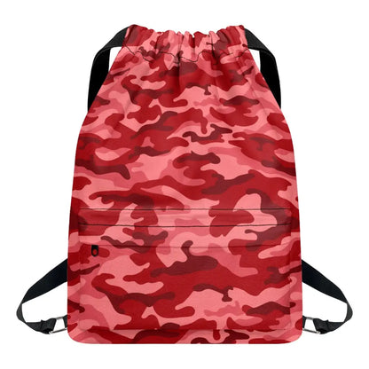 Red Camo Drawstring Backpack - ONESIZE
