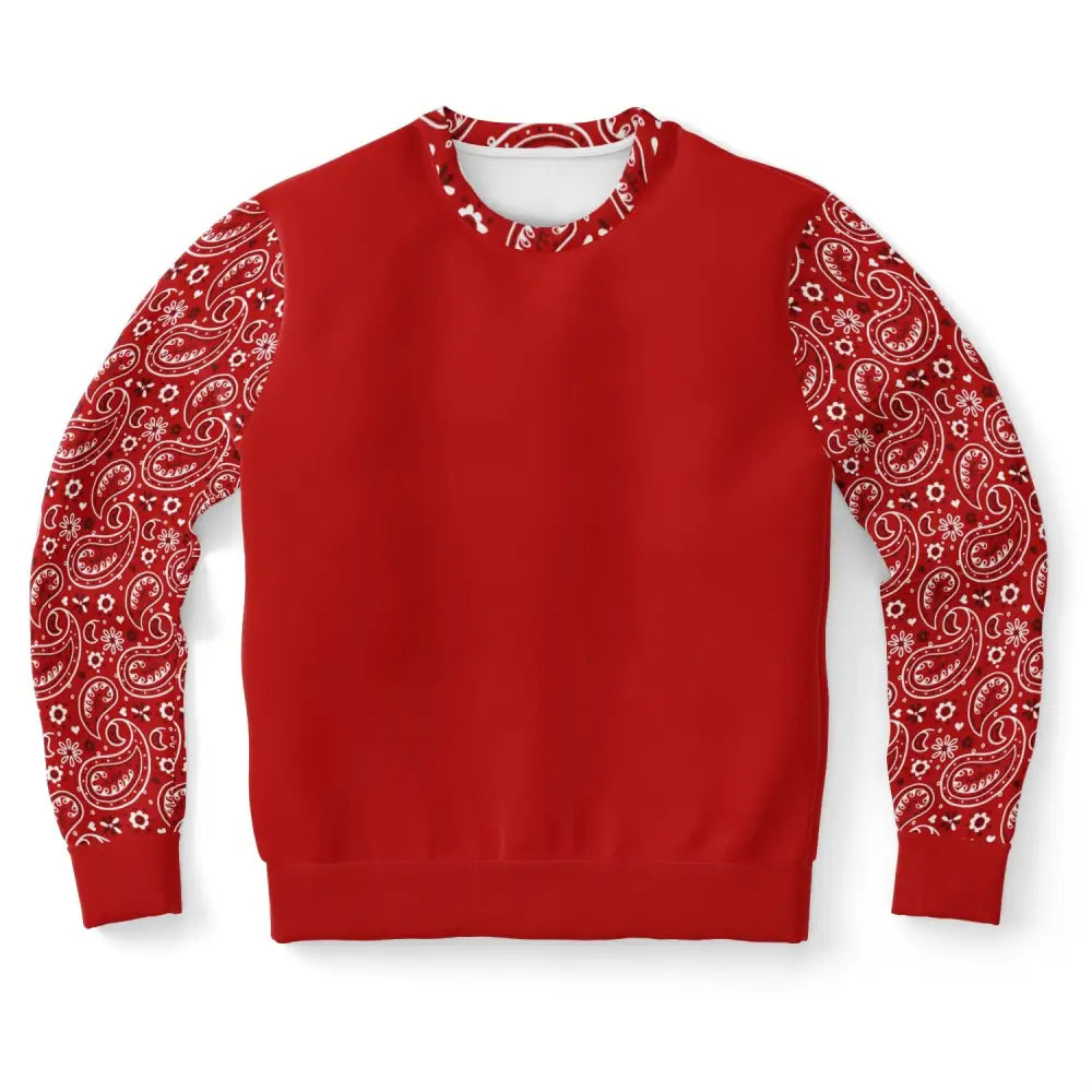 Red Paisley Bandana Fashion Sweatshirt - XS - Fashion