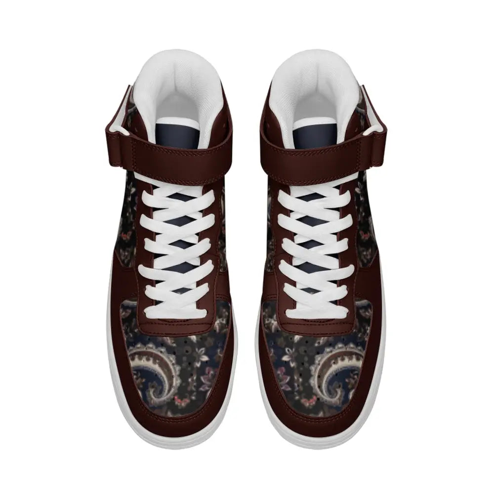 Reddish Brown Paisley Bandana High Top Sneakers - Shoes