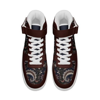 Reddish Brown Paisley Bandana High Top Sneakers - Shoes