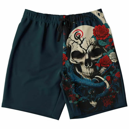 Skull and Roses Fashion Long Shorts - XS - Fashion Long