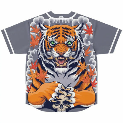 Tiger and Skull Baseball Jersey - Baseball Jersey - AOP