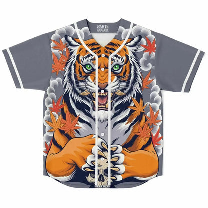 Tiger and Skull Baseball Jersey - Baseball Jersey - AOP