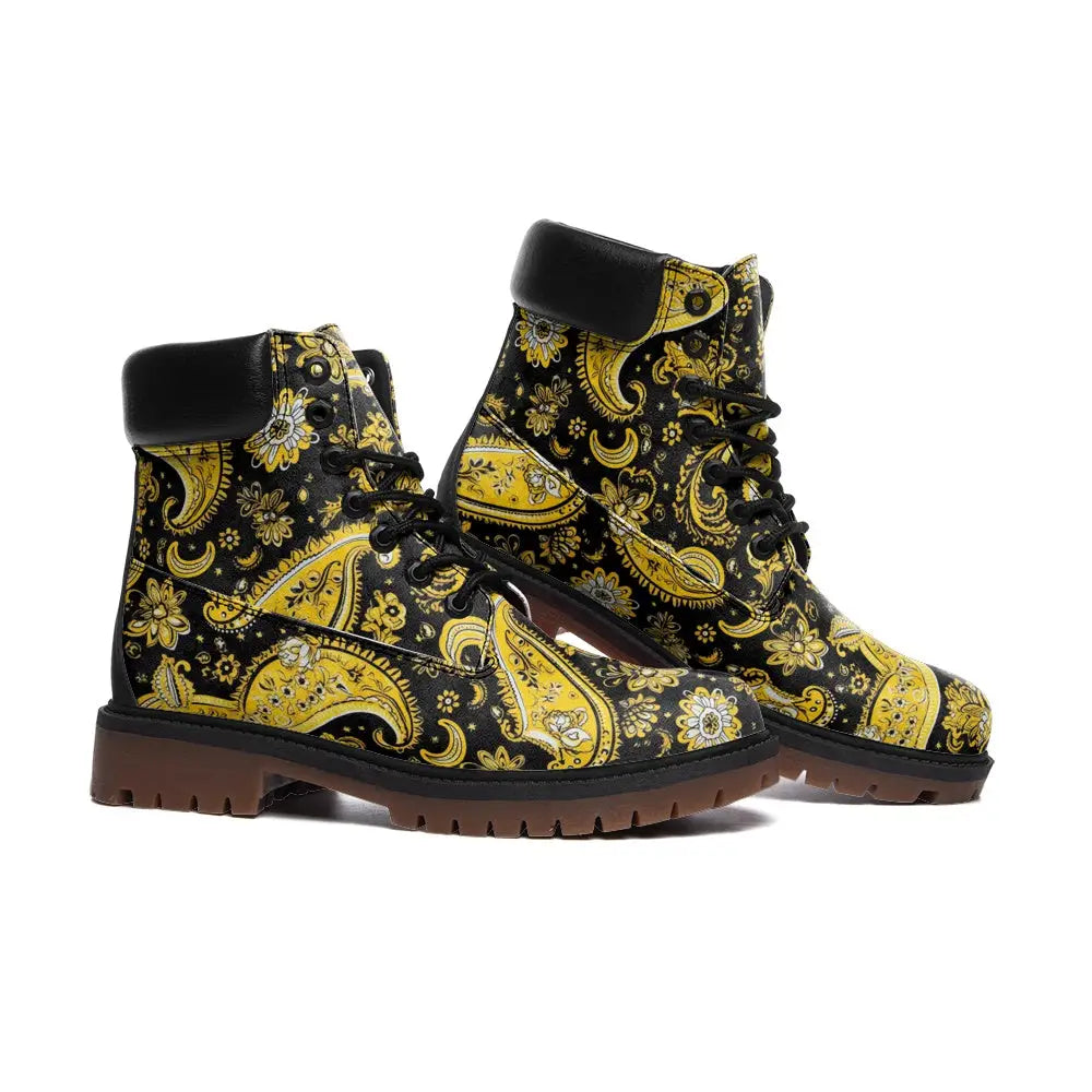 Yellow and Black Paisley Bandana Nubuck TB Boots - Shoes