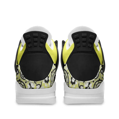 Yellow Bandana Vegan Leather Basketball Sneakers - Shoes