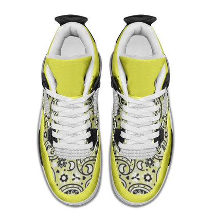 Yellow Bandana Vegan Leather Basketball Sneakers - Shoes