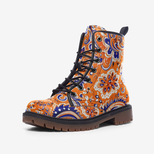 Orange and Blue Bandana Vegan Leather Boots